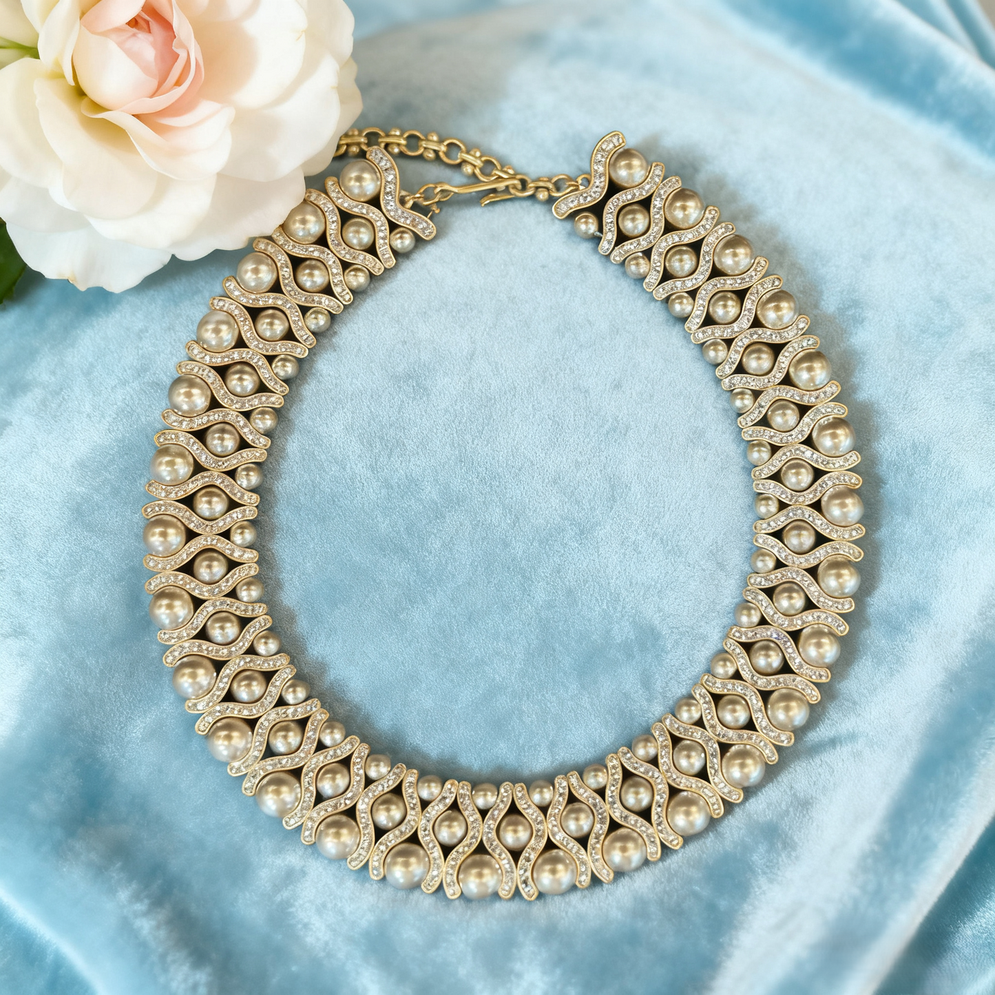 Golden Glazed Glass Pearl Necklace