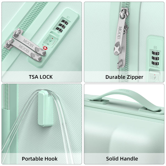 Light green 20/24/28 inch checked luggage /carry on luggage, 360° wheeled suitcase with TSA lock