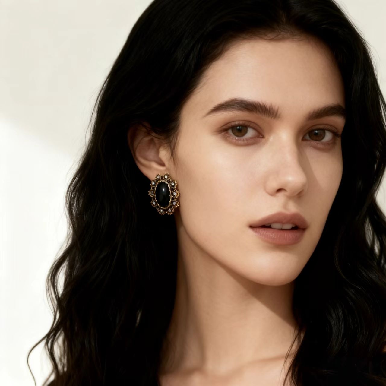 Elegant Onyx Bloom Stud Earrings