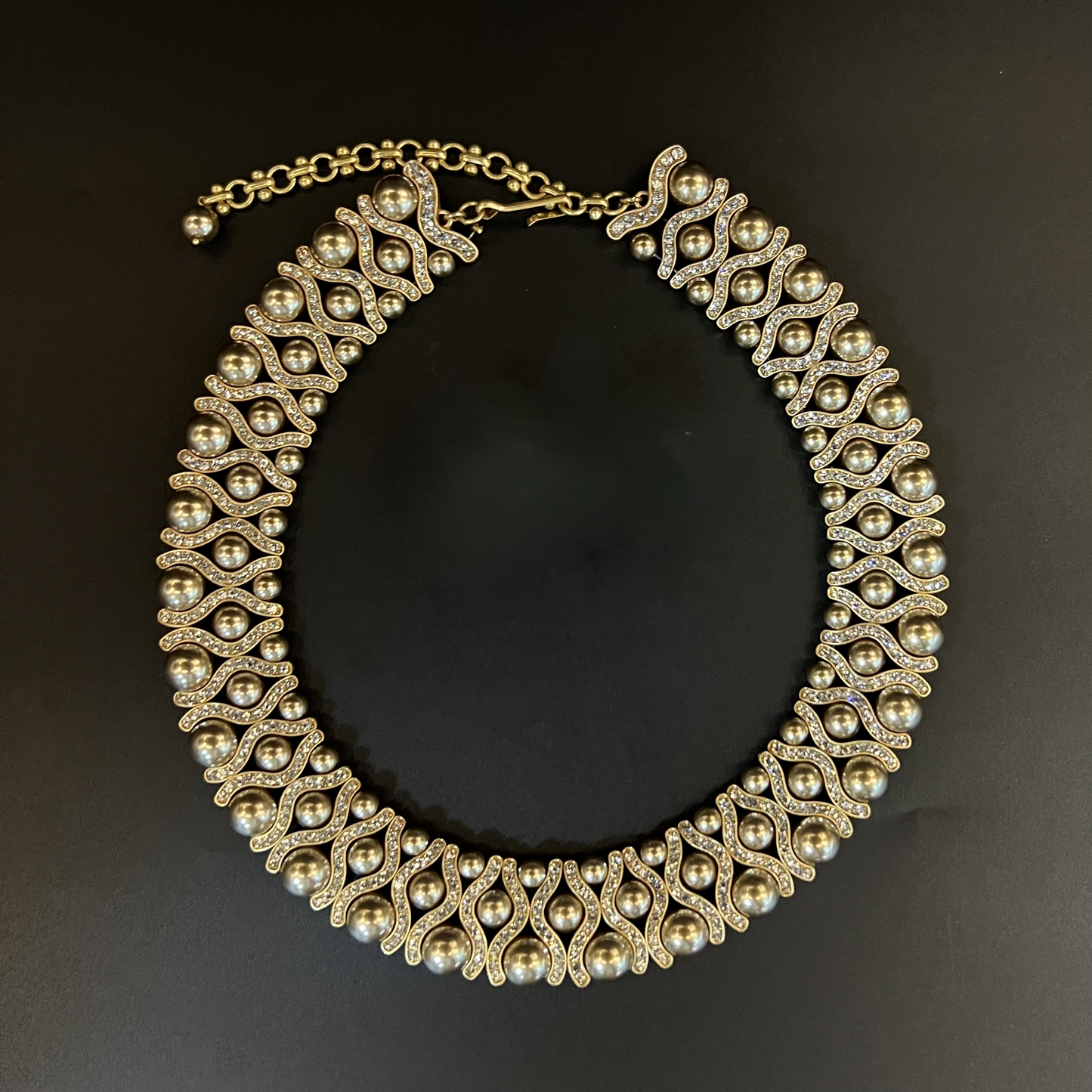 Golden Glazed Glass Pearl Necklace