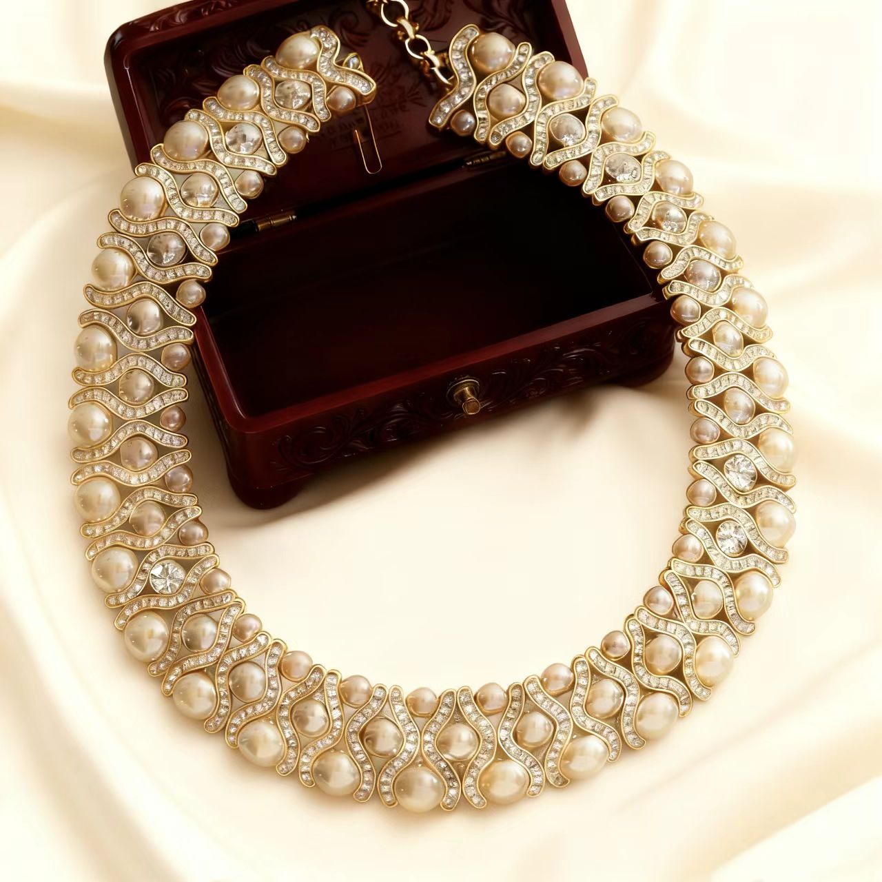 Golden Glazed Glass Pearl Necklace