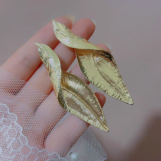 Folded Leaf-Shaped Earrings