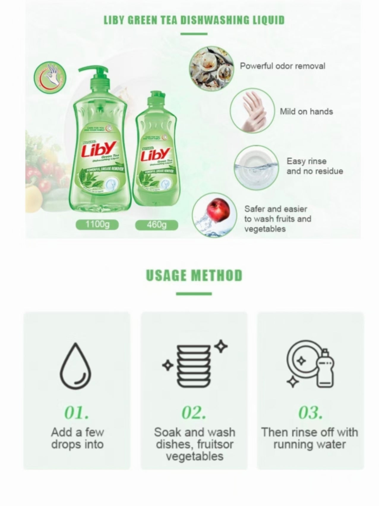 Green Tea Dish Soap & Mineral Salt Dish Soap & Heavy-Duty Degreaser Bundle