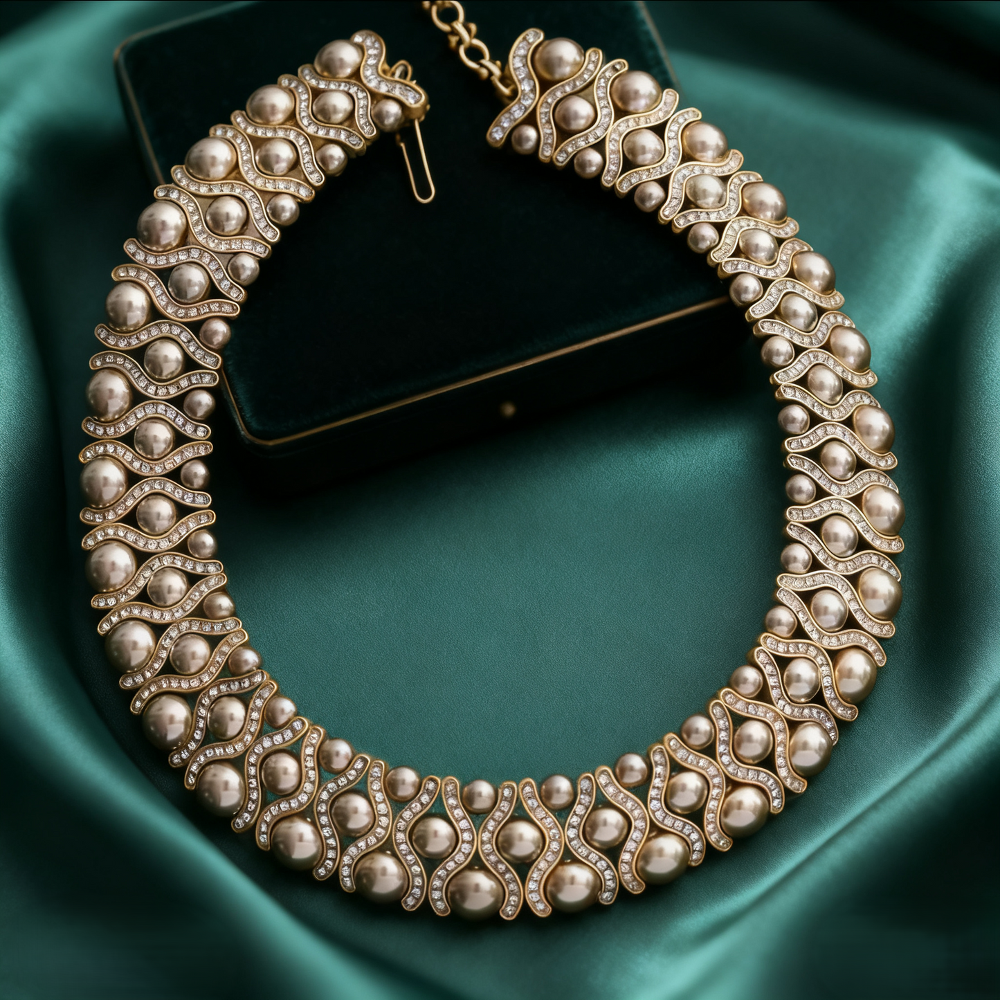 Golden Glazed Glass Pearl Necklace