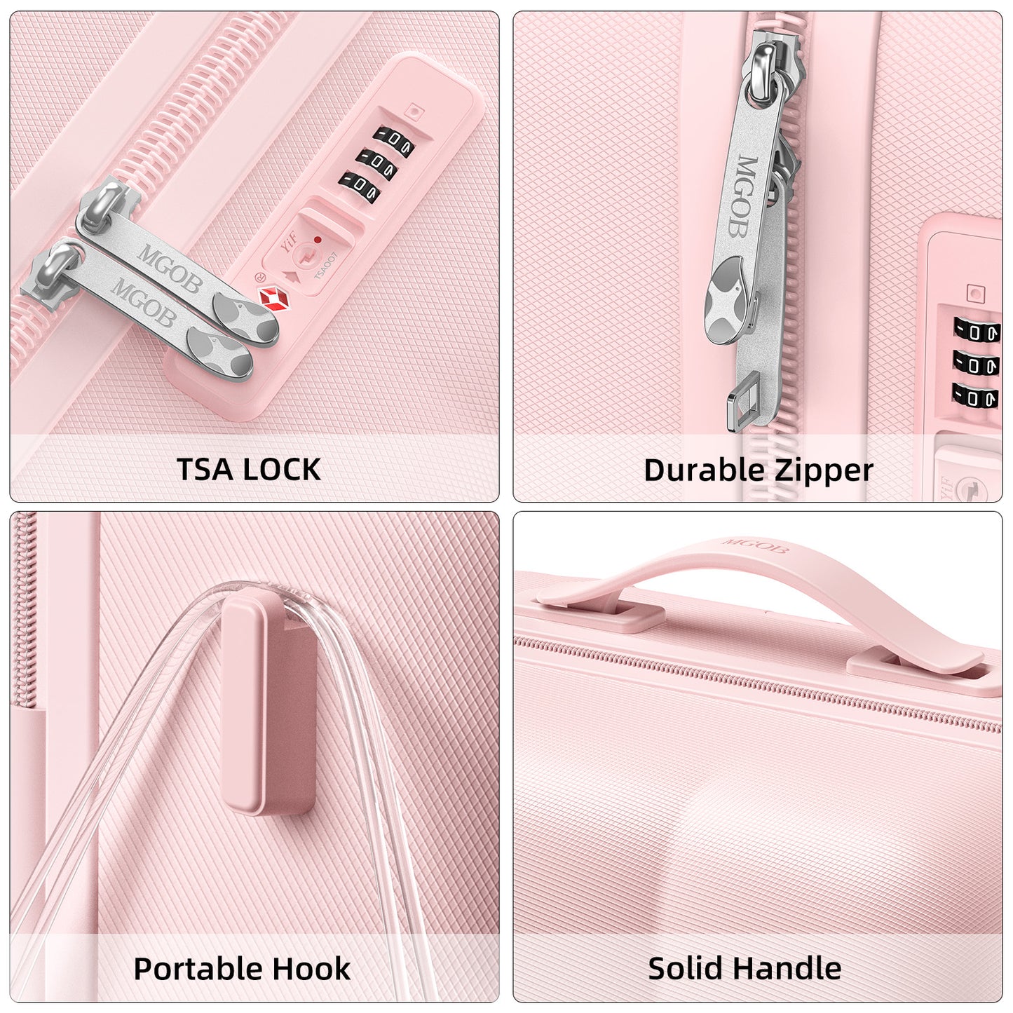 حقيبة سفر دوارة وردية اللون