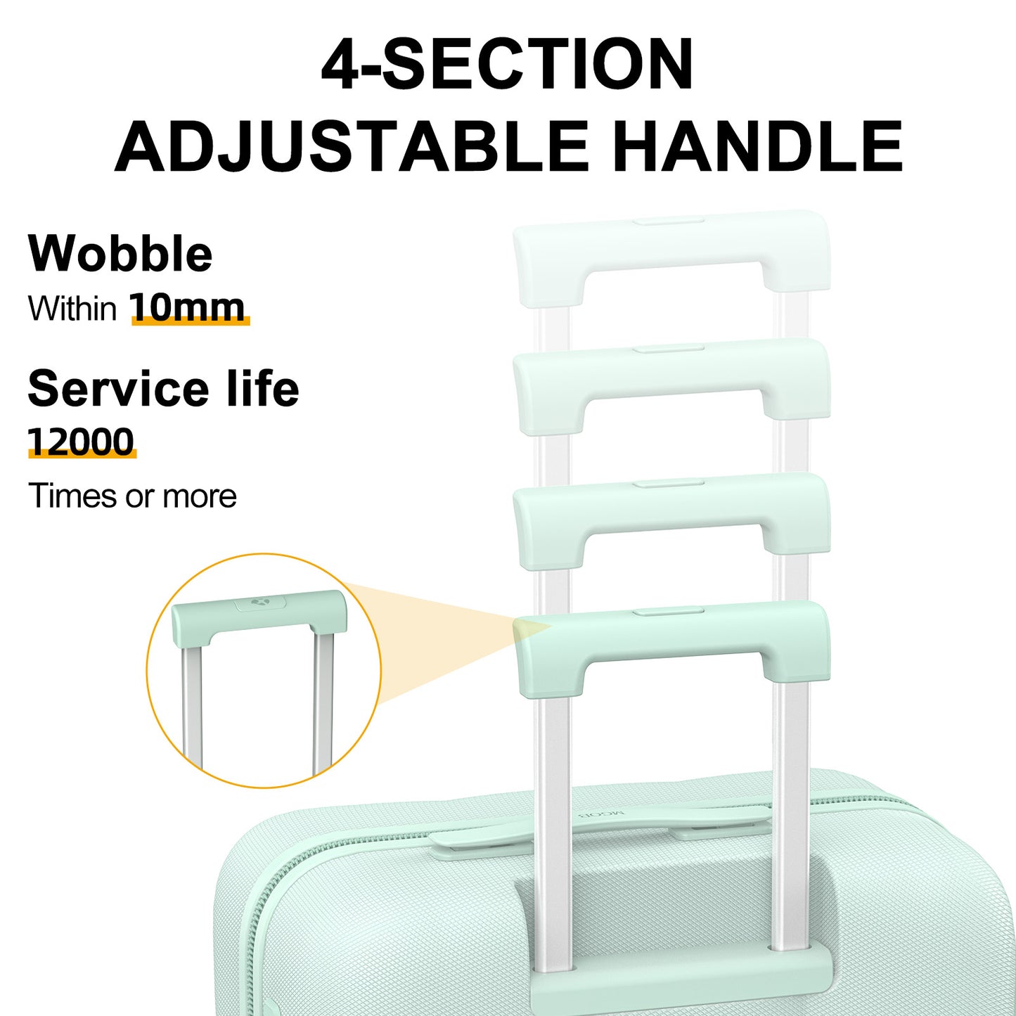 حقيبة سفر دوارة خضراء فاتحة