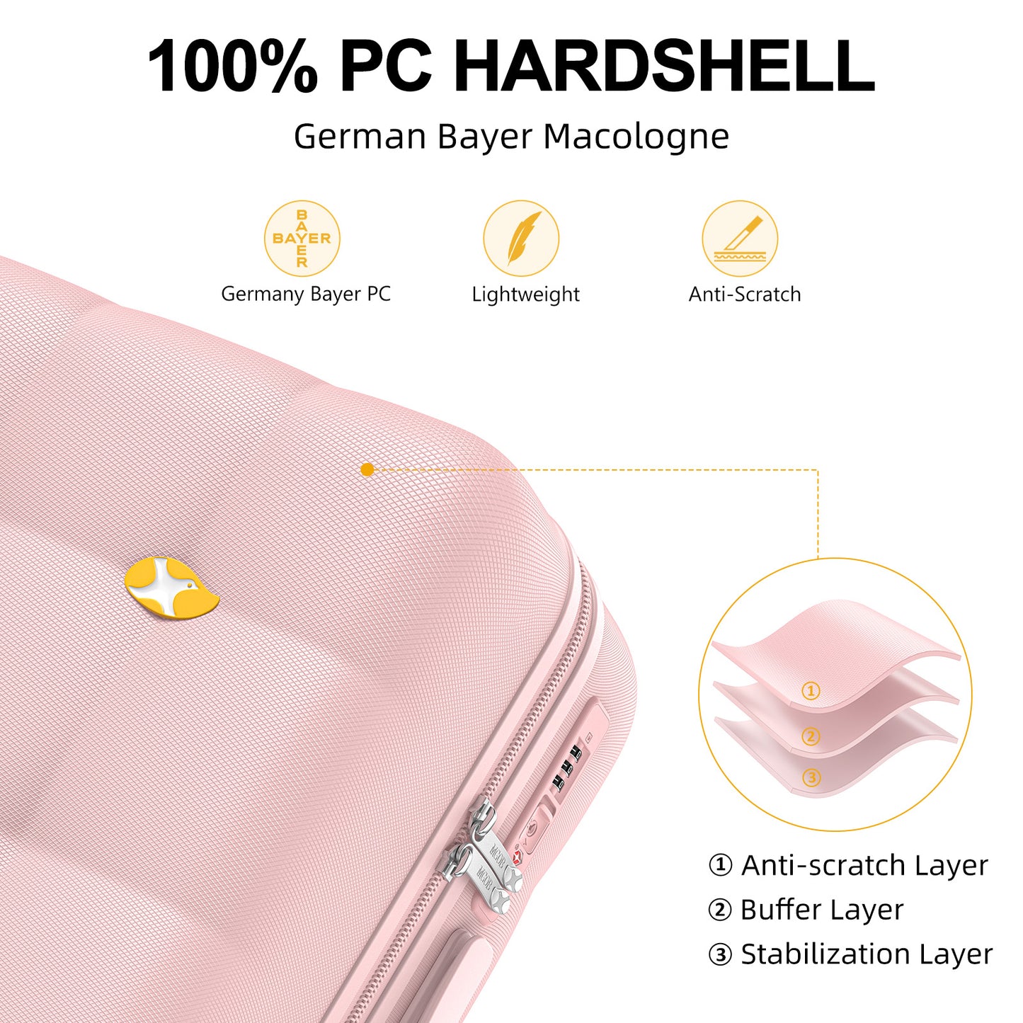 حقيبة سفر دوارة وردية اللون