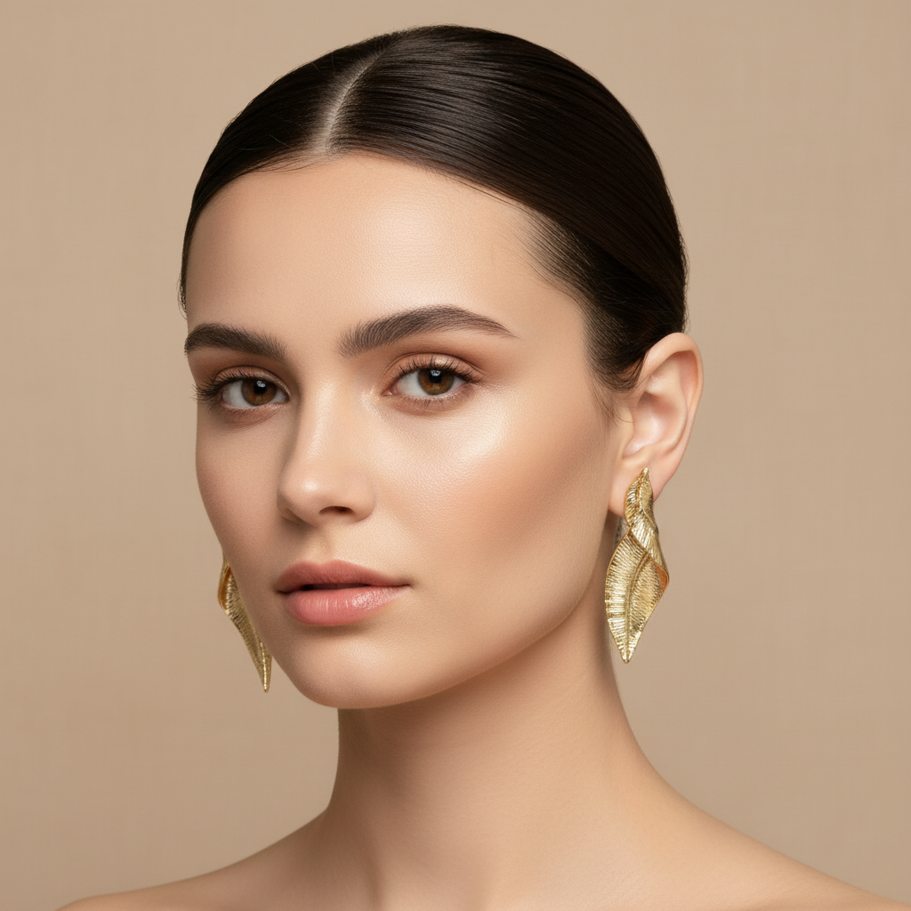 أقراط مطوية على شكل ورقة