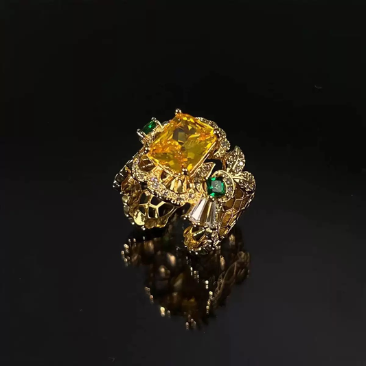 Yellow Diamond Open Ring